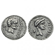 Denarius of Mark Antony and Julius Caesar